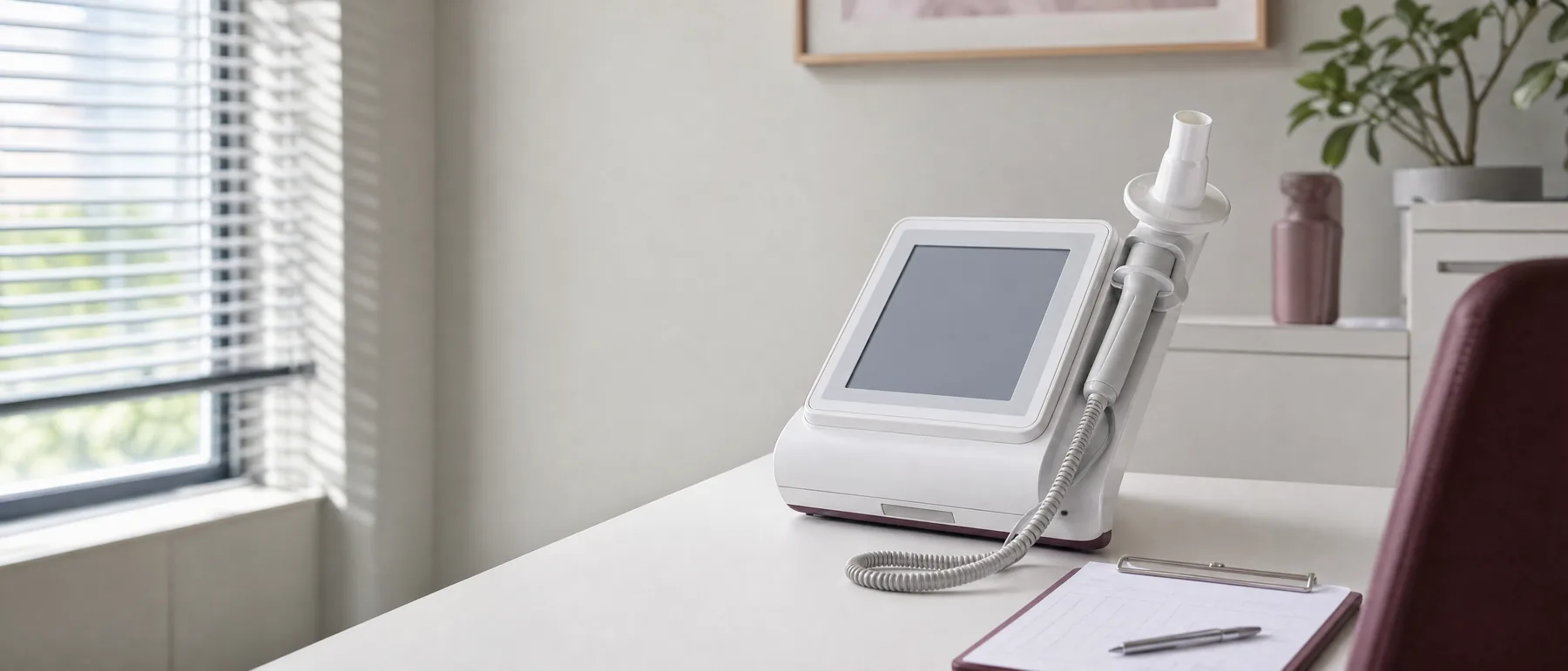 Lung function test machine used to measure asbestosis